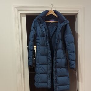Patagonia Women's Long Blue Puffer Jacket